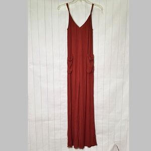 Socialite Dark Red Sleeveless Tank Jumpsuit Summer Boho Layering Lagenlook Small